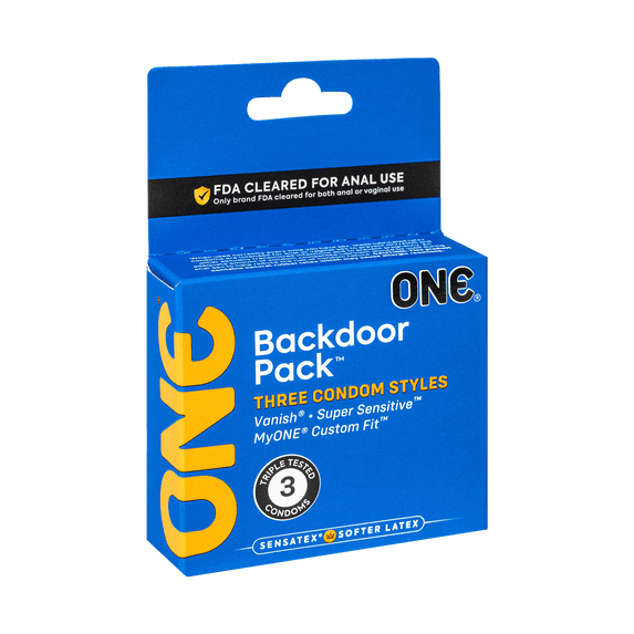 ONE Latex Condoms Backdoor 3 Count Multipack, FDA Anal and Vaginal Approved