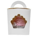 thumbnail image 1 of ONE MORE Individual Cupcake Containers,Large Single Cupcake Boxes Carrier with Insert & Handles and PVC Window For Birthday Party(White 15), 1 of 3