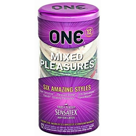 ONE Mixed Pleasures Assorted Condoms, 12 ea (Pack of 2)