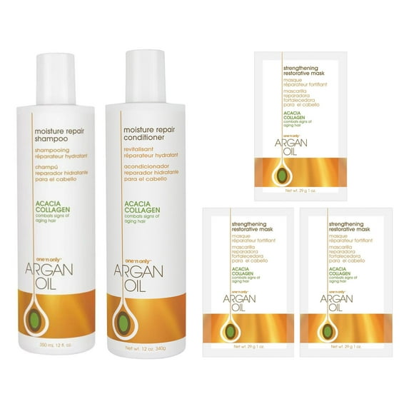 ONE N ONLY - Argan Oil - Moisture Repair (Shampoo+Conditioner) 12 oz + + Restorative Mask 5 Pack