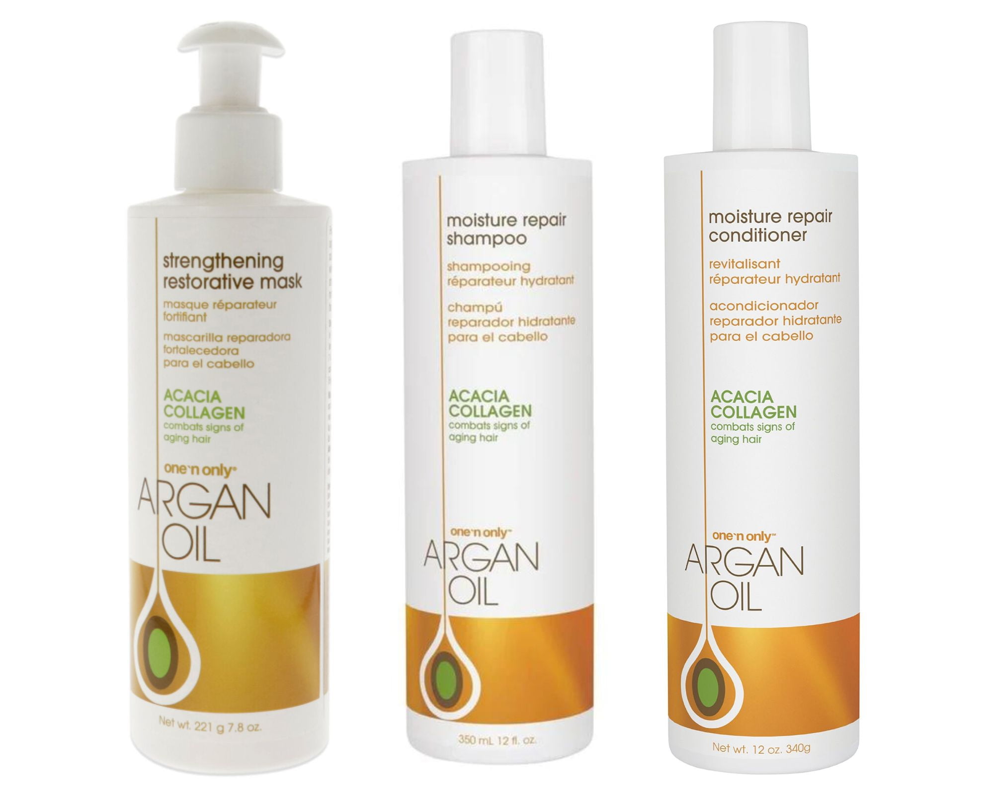 ONE N ONLY - Argan Oil - Moisture Repair (Shampoo+Conditioner) 12 oz + Restorative Mask 7.8 oz