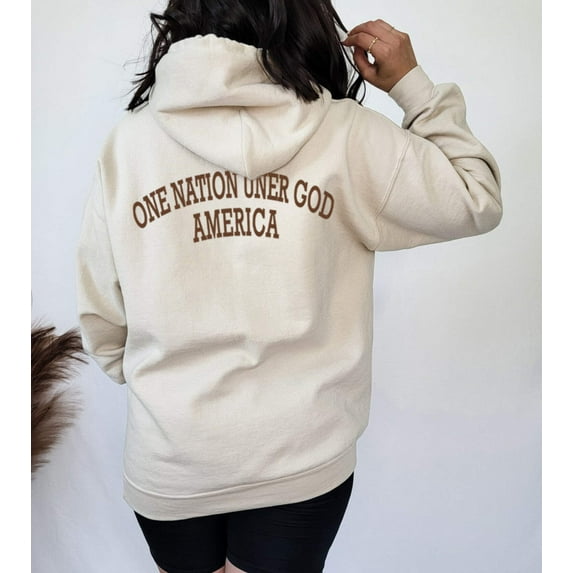 ONE NATION UNDER GOD AMERICA Graphic Unisex Fleece Hooded Sweatshirt