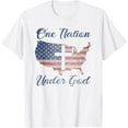 thumbnail image 1 of ONE NATION UNDER GOD Christian Cross American Flag USA Map T-Shirt100% pure cotton white short-sleeved T-shirts for men and women, 1 of 4