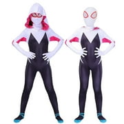 ONE NOOK Girls Spider Gwen Costume Bodysuit,Superhero Cosplay Costume for Kids Halloween Costume