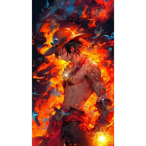 ONE PIECE Diamond Painting Kits for Adults,Monkey D. Luffy Diamond Painting,Animation Diamond Art,Suitable for Home Wall Decoration 12x16 Inch