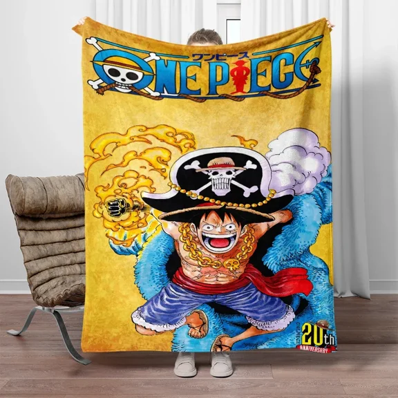ONE PIECE Flannel Throw Blanket Cartoon Blanket Soft Plush Blankets Room Decorative Blankets for Women Men 40x50inch