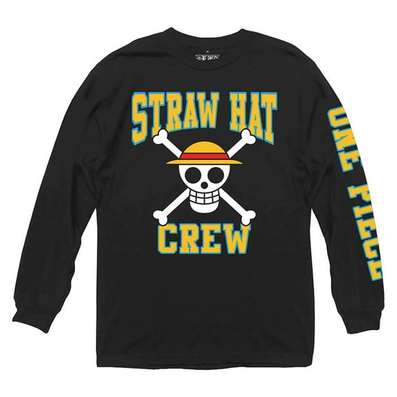 ONE PIECE Long Sleeve Straw Hat Crew Athletic Pullover T-Shirt (Adult Boys)