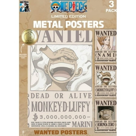 ONE PIECE Metal Wanted Posters 24” x 36” Framed Posters (3 Pack