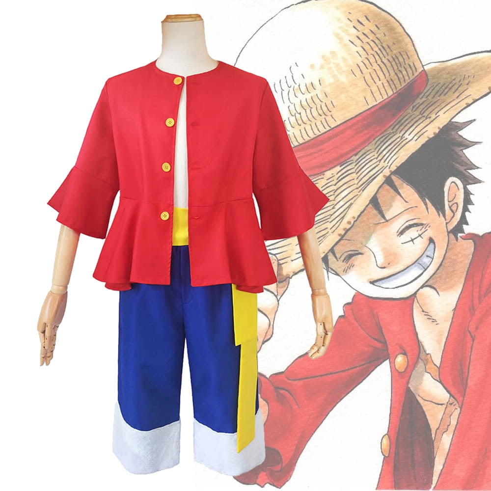 ONE PIECE Monkey D Luffy Costume Kids Luffy Red Shirt Cosplay Outfits Dress Up for Halloween Cosplay - Walmart.com