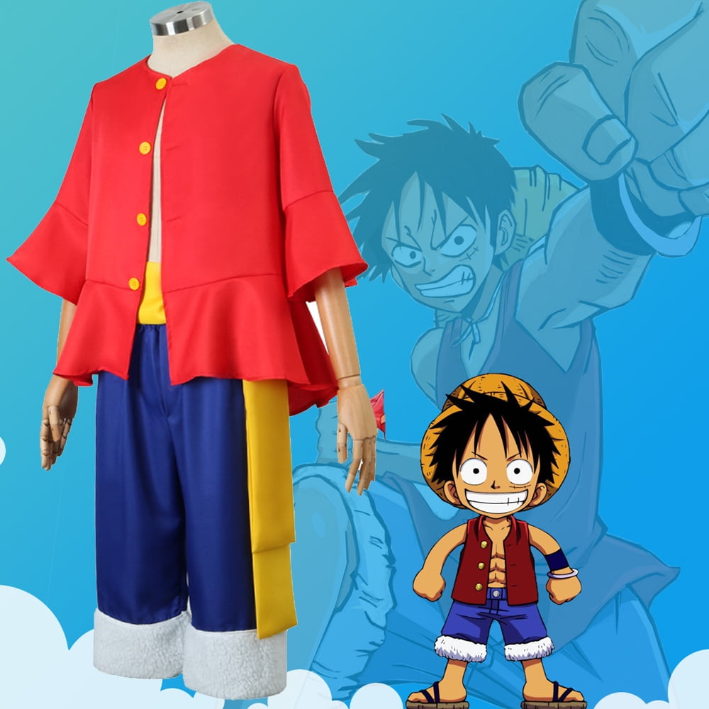 ONE PIECE Monkey D Luffy Costume Kids Luffy Red Shirt Cosplay Wano Outfits  Dress Up for Halloween Comic Con for Adult Kids Toddler Boys 