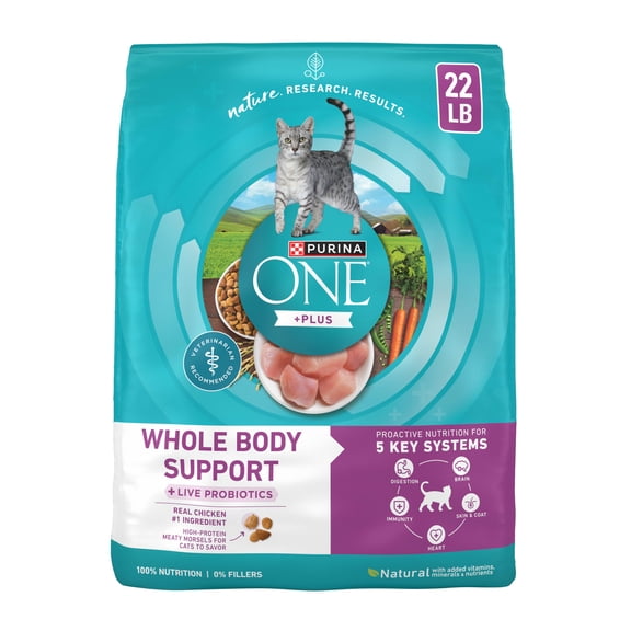 Purina ONE Plus Whole Body Support With Chicken Dry Cat Food, 22 lb.