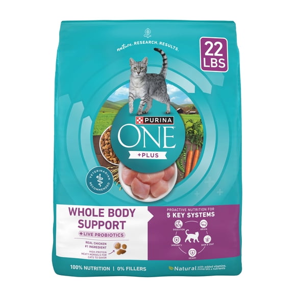 Purina ONE Plus Whole Body Support With Chicken Dry Cat Food, 22 lb.