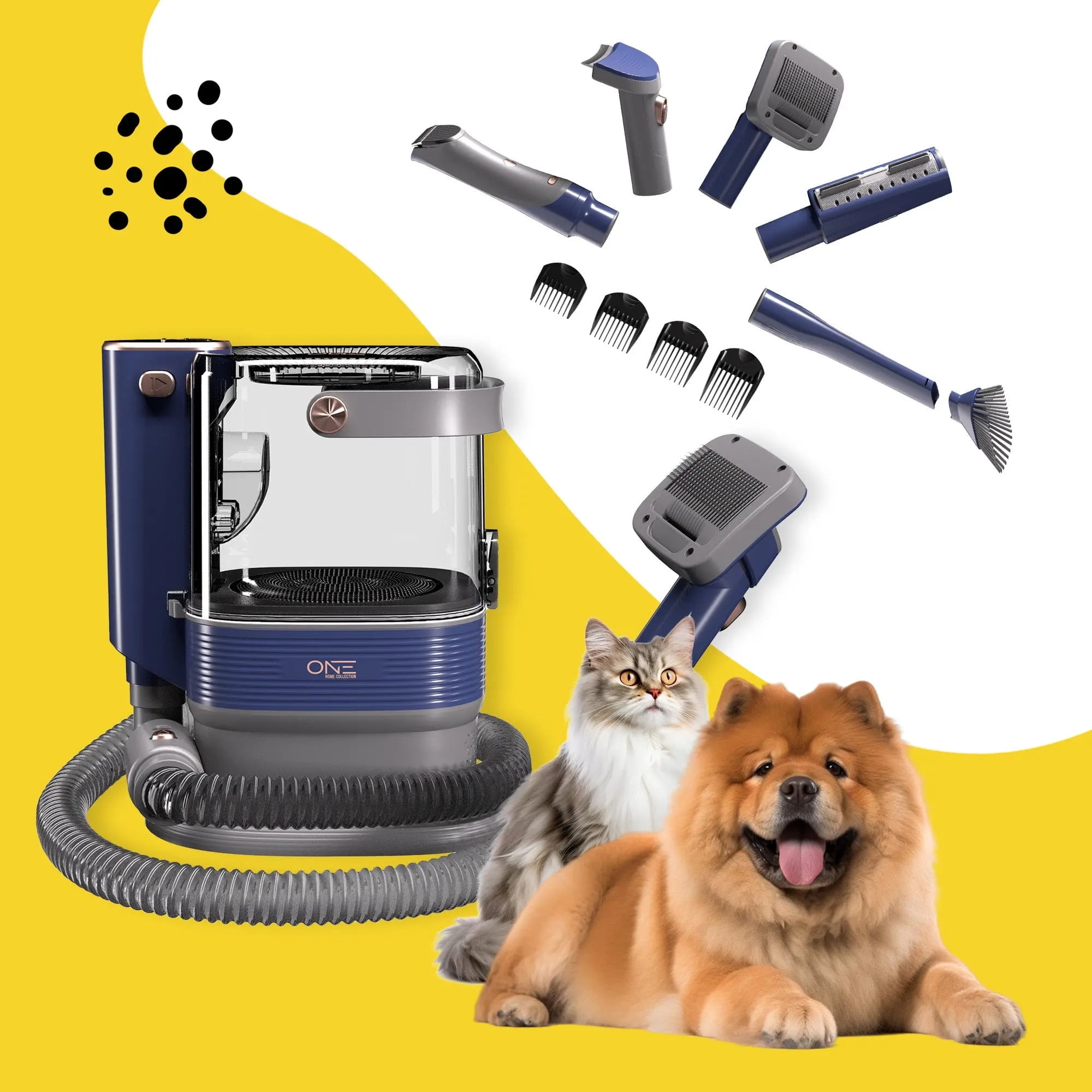 Blue Pet Grooming Vacuum Kit with Multiple Attachments