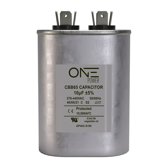 ONE Power 10-MFD, 370V or 440V Single Run A/C Capacitor 10 uF CBB65B Air Conditioner Capacitors for AC Unit Fan Motor Start or Heat Pump or Condenser Straight Cool