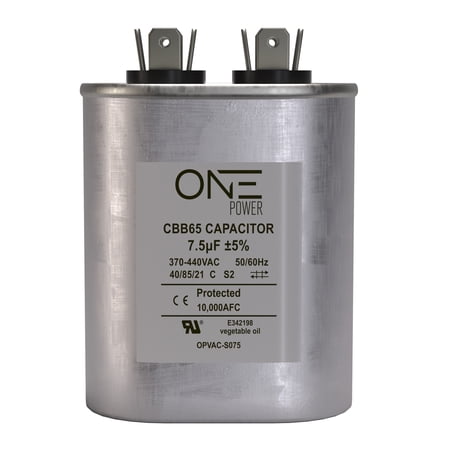 ONE Power 7.5-MFD, 370V or 440V Single Run A/C Capacitor 7.5 uF CBB65B Air Conditioner Capacitors for AC Unit Fan Motor Start or Heat Pump or Condenser Straight Cool