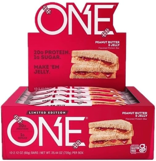 ONE Protein Bars Peanut Butter & Jelly Gluten Free 12 Count 2.12 oz