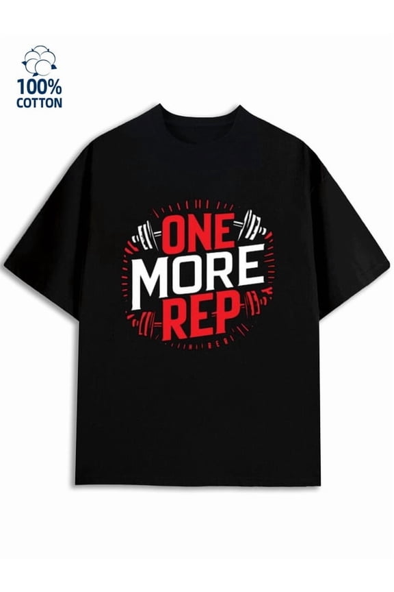 ONE MORE REP for men funny humor 180G 100% Cotton black funny humor vintage Casual Unisex Shirt Cotton tshirts Casual Unisex Shirt Graphic Tee tshirts Classic Unisex Shirt Graphic Tee tshirts