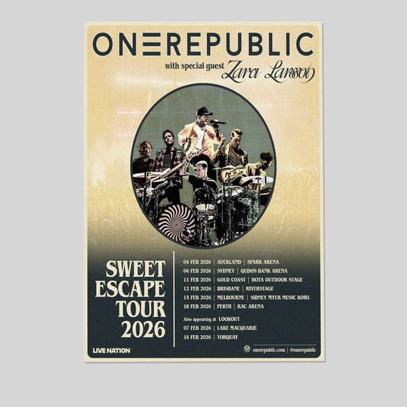 ONE REPUBLIC Sweet Escape 2025 Australia Tour Poster - Wall Decor, No Frame Retro Style - Size 24''x36''