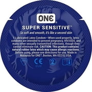 ONE Super Sensitive + Brass Lunamax Pocket Case, Premium Lubricated Latex Condoms-24 Count Bulk