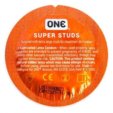 ONE Super Studs + Brass Lunamax Pocket Case, Premium Ribbed Studded Lubricated Latex Condoms (Bulk) -12 Count