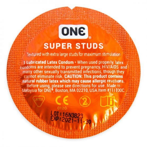 ONE Super Studs + Brass Lunamax Pocket Case, Premium Ribbed Studded Lubricated Latex Condoms (Bulk) -12 Count