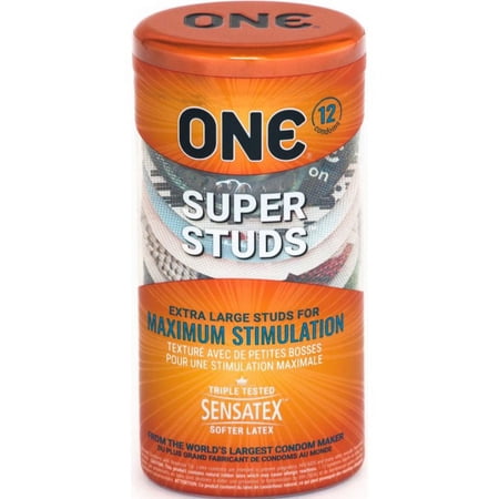 ONE Super Studs Ribbed Studded Lubricated Latex Condoms-12 Count (Retail)
