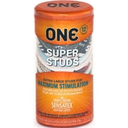 ONE Super Studs Ribbed Studded Lubricated Latex Condoms-12 Count Retail