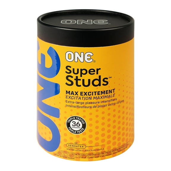 ONE Super Studs Condoms | 36 Pack | Studded Condoms | Textured Condoms | NonToxic, Non-GMO | Triple Tested
