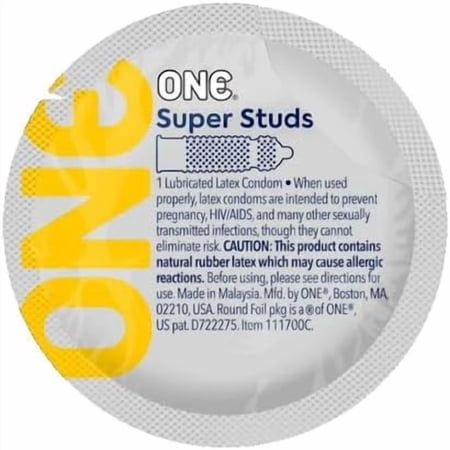 ONE Super Studs Ribbed Studded Lubricated Condoms-24 Count + Silver Pocket Case