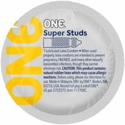 ONE Super Studs Ribbed Studded Lubricated Condoms-24 Count + Silver Pocket Case