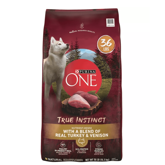 ONE True Instinct Adult High Protein Natural Turkey and Venison Recipe Dry Dog Food 36 lb