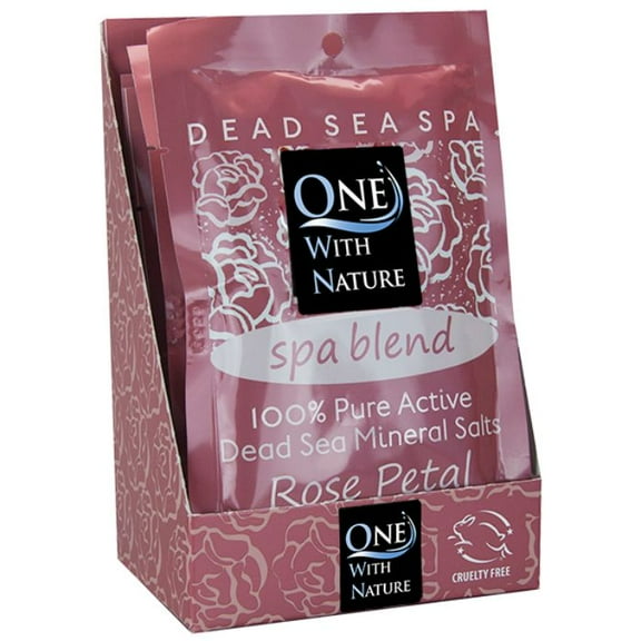 ONE WITH NATURE BATH SALT SPA ROSE PETAL 2.5 OZ - Pack of 6