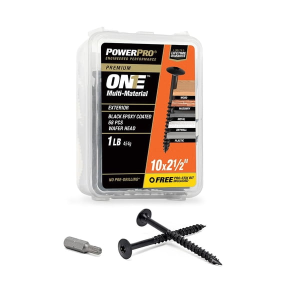 ONE Wafer Exterior Black Multi-Material Screws (#10 x 2-1/2") - 68 pc