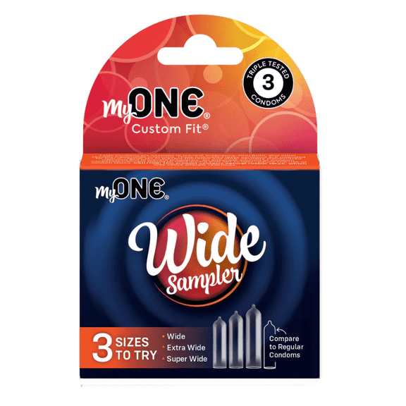 ONE Wide Latex Condom Sampler (3 Sizes) with Silver Pocket Case, 3 Count