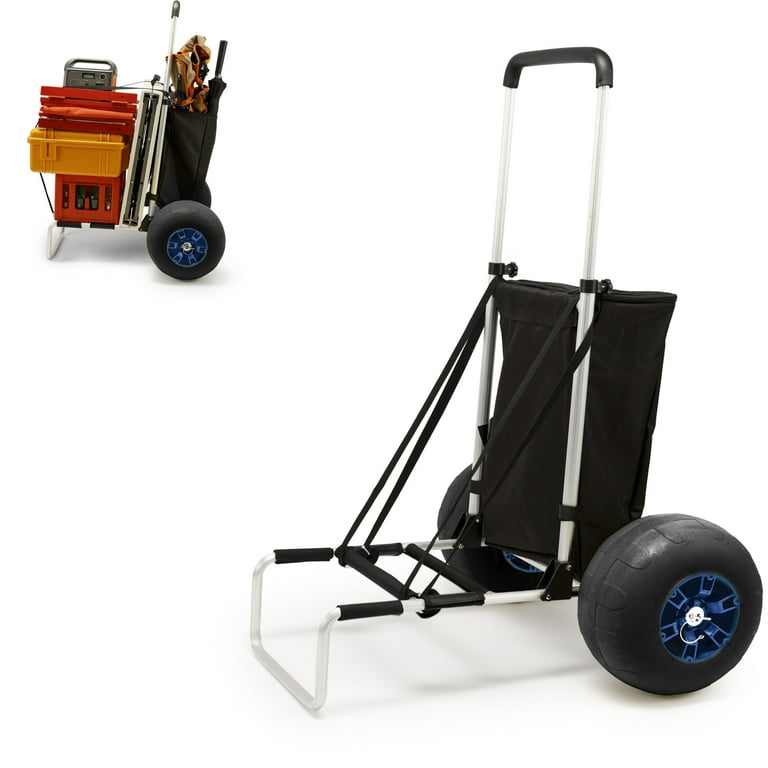 ONECHOI Beach Carts 13 Big Wheels Balloon Solid PU Foam Tires for Sands 165LBS Loading Folding Sand Cart 33.1 to 51.6 Adjustable Height Beach