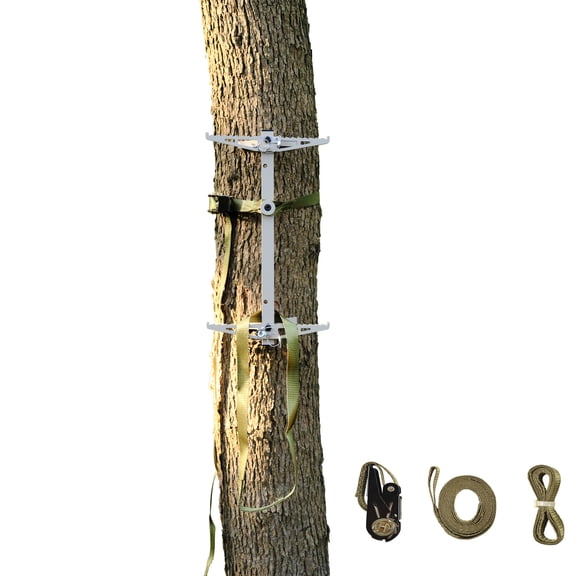 ONECHOI Climbing Sticks, 17 Lightweight Aluminium Hunting Climbing Sticks w/Silent Design, Tree Stand Sticks w/Pivoting V-Brackets & 20 Rope Aiders, Tree Steps for Deer Hunting Gear(1 Pack)