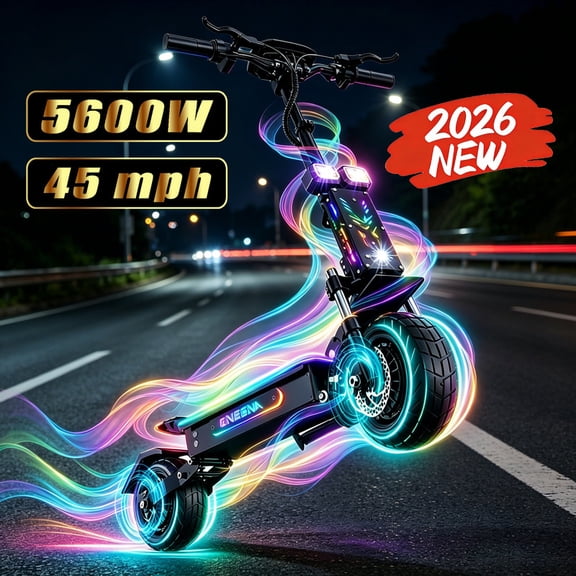 ONECNA 5600W Dual Motors Adult Electric Scooter, RGB Fashion Light, Up to 45 mph, 55 Miles Range, Mobile App Control, 11" Off Road Tires E-Scooter GT7