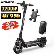 ONECNA Electric Scooter for Adults, 1200W Peak Motor, 32mph Top Speed, 28Miles Long Range, Full Suspension, Silicone Footpads, Lightweight Foldable Frame, E-Scooter T2 UL2272