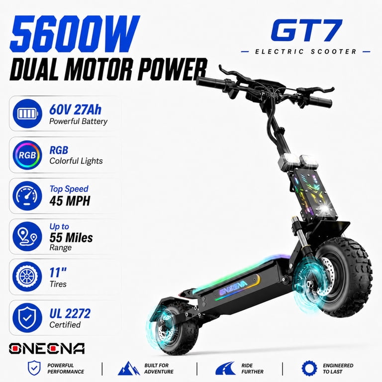 SCOOTER G8×UNION a2635 ONECNA GT7 Adult Electric Scooter, 5600W Dual Motors, RGB Fashion