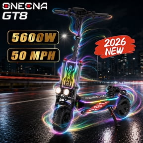 ONECNA Refreshed GT8 5600W Electric Scooter for Adults, Fashionable RGB Light, Dual Motors 50 mph Top Speed, 60 Miles Range Battery, Full Suspension, E-Scooter