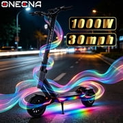 ONECNA T3 Electric Scooter for Adults, 1000W Motor 30MPH Top Speed, 48V 15.6Ah Battery, 40Miles Long Range, Lightweight Foldable Frame with Dual Shock Absorption, 10 Inch Off-road Tires