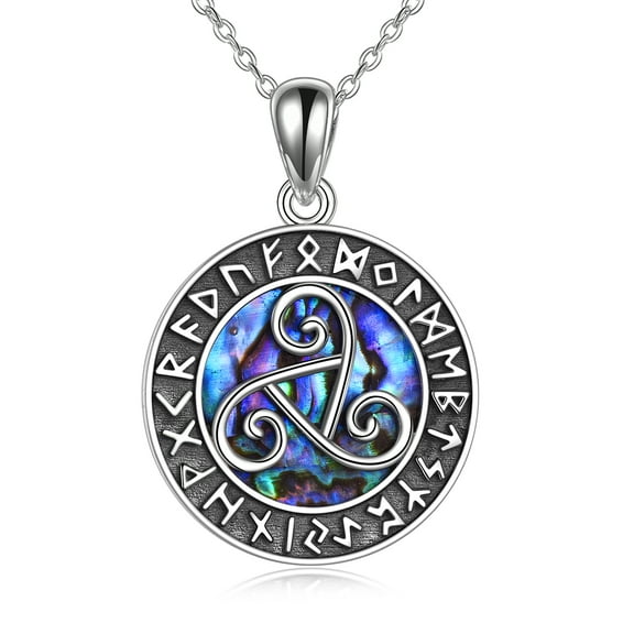 ONEFEINITY Celtic Necklace Sterling Silver Abalone Shell Triskele Pendant
