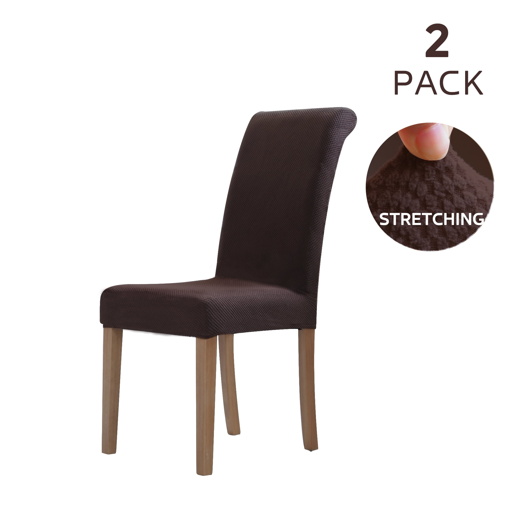 Furrygo Coffee Dining Room Chair Covers Set of 2, Stretch Parson Chair