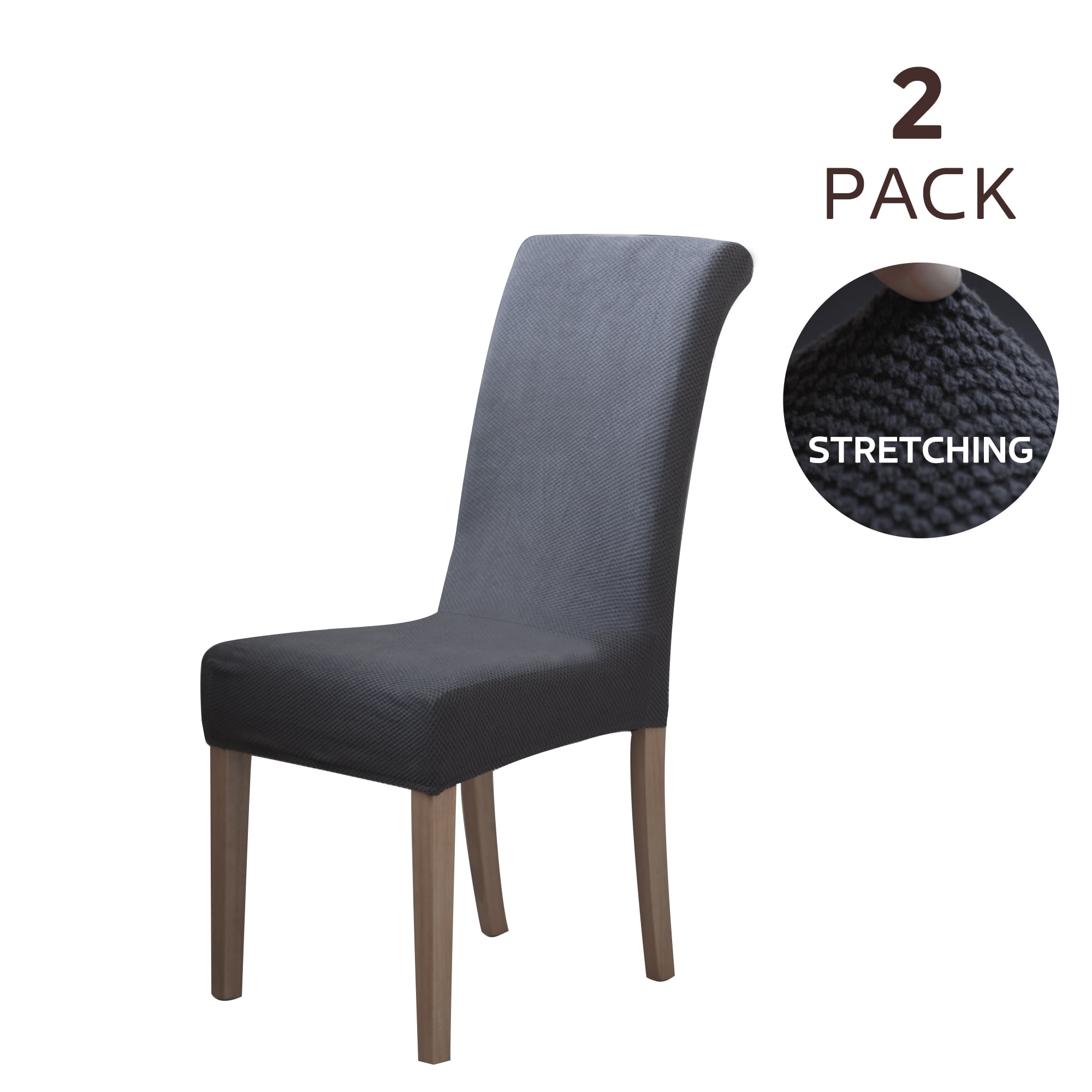 Furrygo Gray Dining Room Chair Covers Set of 2, Stretch Parson Chair