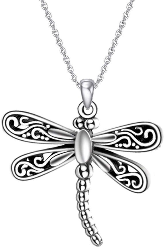 Dragonfly Necklace 925 Sterling Silver Moonstone Opal Turquoise Dragonfly Pendant Necklace for Women Gift