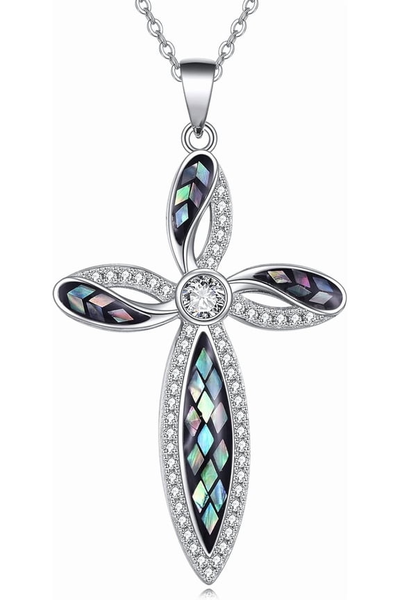 Religious Cross Pendant Necklace Sterling Silver Origami Cross Pendant Women Men Jewelry