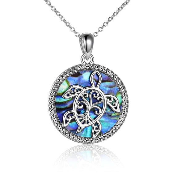 ONEFINITY Sea Turtle Necklace Abalone Shell Sterling Silver Tortoise Pendant for Women Mom