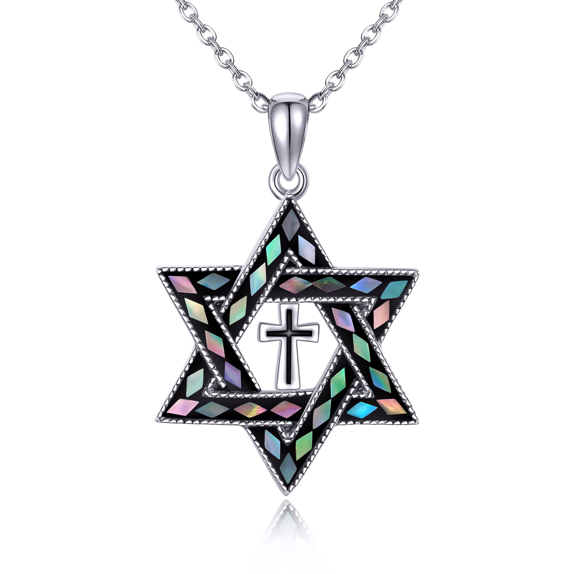 Sterling Silver Cross Necklace With Turquoise - Infinity Symbol Pendant, 18+2 Inch Chain, Gift Box