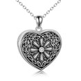 thumbnail image 1 of ONEFINITY Sunflower Heart Shaped Locket Necklace That Holds Pictures Sterling sliver Heart Locket Photo Lockets Birthday Gifts Jewelry for women, 1 of 6