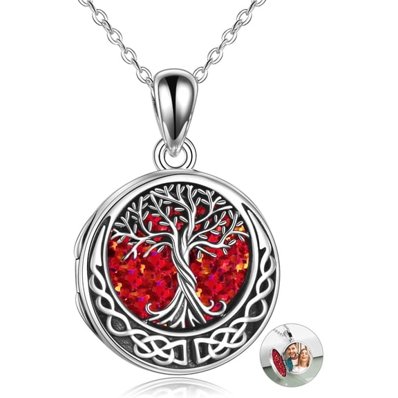 ONEFINITY Tree of Life Locket Necklace, sterling silver small locket necklace, can hold a photo, Tree of Life small locket pendant, suitable for women, wives, and girlfriends